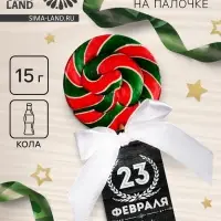 Леденец на палочке &laquo;23 февраля&raquo; серый, 15 г