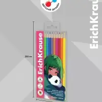 Карандаши 12 цветов ErichKrause Magic Pet, пластиковые, трехгранные, 3 мм, в ПЭТ-боксе с европодвесом
