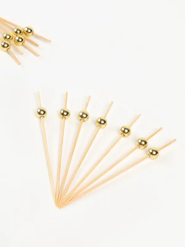 Шпажки деревянные Шпажки деревянные "Жемчужина" , 12 см, набор 12 шт цвет золото
