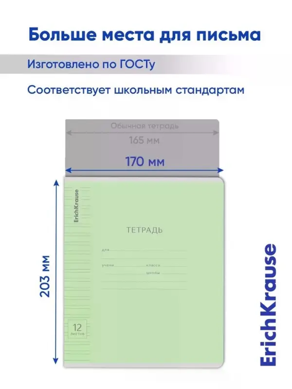 Тетрадь 12 листов в узкую линейку, ErichKrause &laquo;Классика&raquo;, обложка мелованный картон, МИКС
