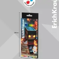 Карандаши 12цв, ErichKrause "Mine Block", пластик, шестигр., европодвес
