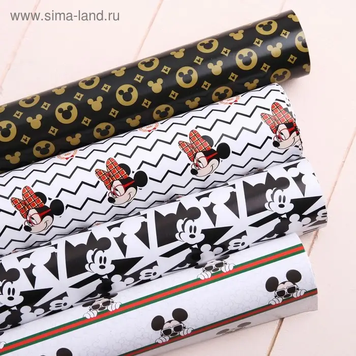 Бумага упаковочная глянцевая «Mickey!», Микки Маус, 60х90 см