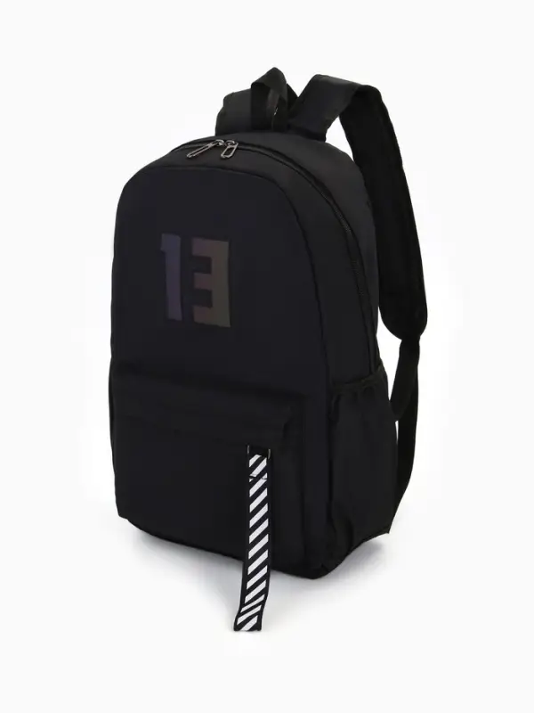Рюкзак молодёжный на молнии, с карманами, с цифрой 13, размер 31&times;15&times;45 см, чёрный