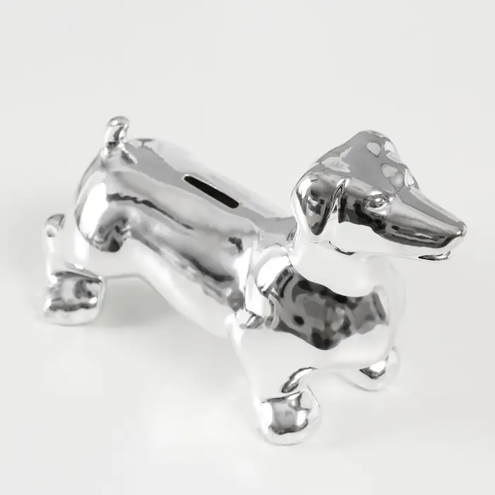 Копилка для денег &laquo;Такса серебристая&raquo;, керамика, 24.5&times;10.5&times;16.5 см