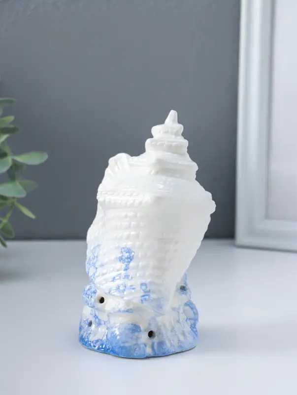 Сувенир керамика свет "Ракушка" бело-синий 7,5х8,5х13,5 см