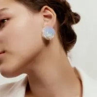Серьги &laquo;Цветок ажурный воздушный&raquo;, бело-голубой с блёстками d=3