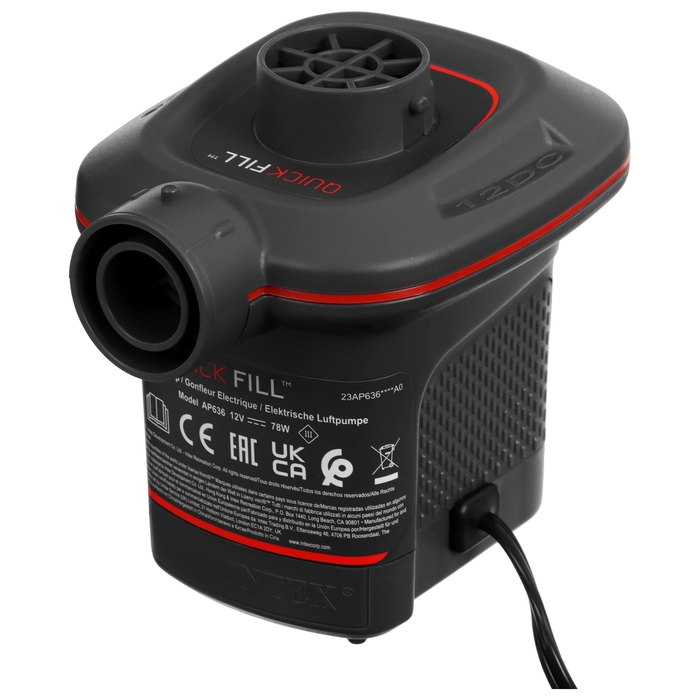 Насос электрический, 3 насадки, 110-120V, автомобильный, 66636 INTEX Насос электрический, 3 насадки, 110-120V, автомобильный, 66636 INTEX