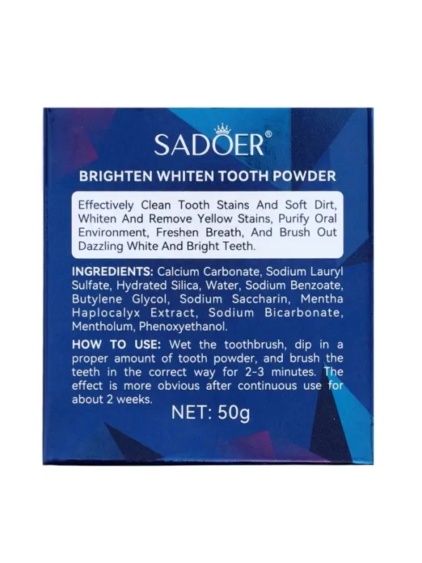 Отбеливающий зубной порошок SADOER, 50 г