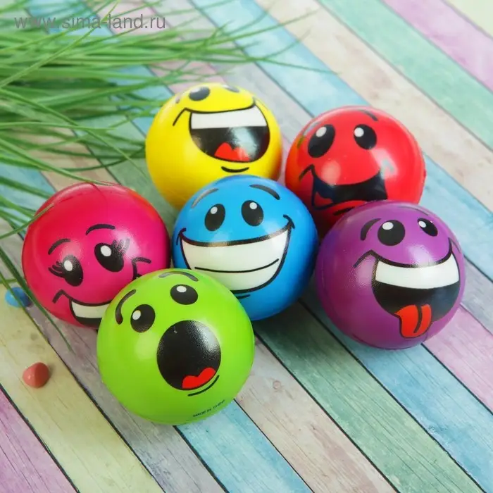 Мяч детский мягкий «Смайлики», 6.3 см, МИКС Мяч детский мягкий «Смайлики», 6.3 см, МИКС