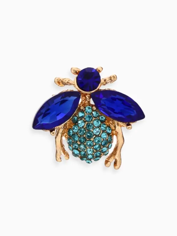 Брошь &laquo;Муха&raquo;, синяя в золоте