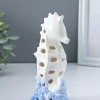 Сувенир керамика свет "Морской конёк" бело-синий 6,5х8,5х16,5 см