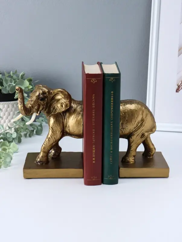 Держатели для книг полистоун "Слон" набор 2 шт 12х21х18 см