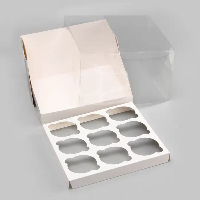 Коробка для 9 капкейков белая 23.5&times;23&times;14 см