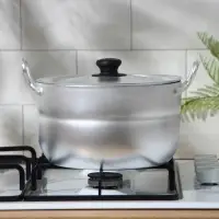 Кастрюля, 4.5 л, d=22 см, с крышкой, штампованный алюминий, серебристая