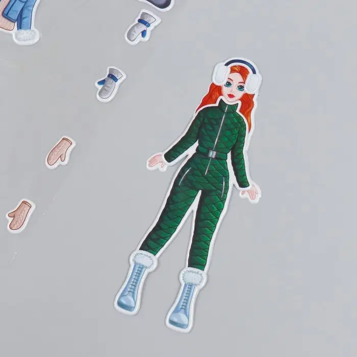 Наклейка-игра «Одень куклу. Зимний», для скрапбукинга, творчества, пластик, 15×20 см