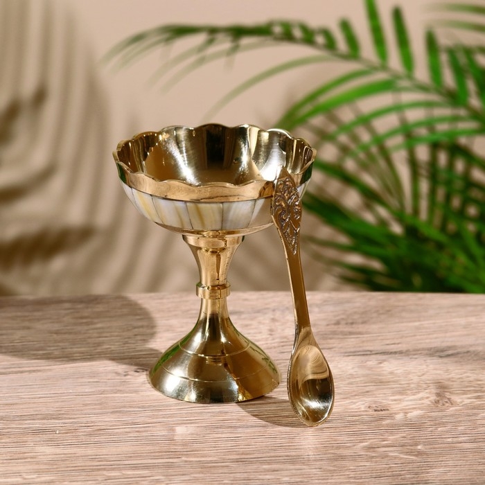 Креманка  Креманка "Айс" с ложечкой, латунь 9,5 см