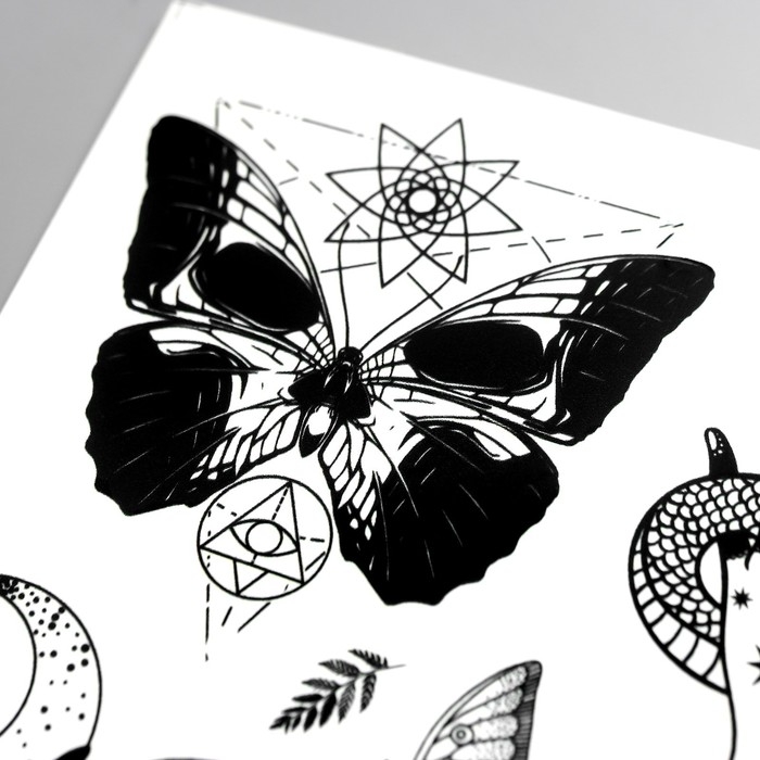 Татуировка на тело Татуировка на тело "Бабочки ч/б" 10х15 см