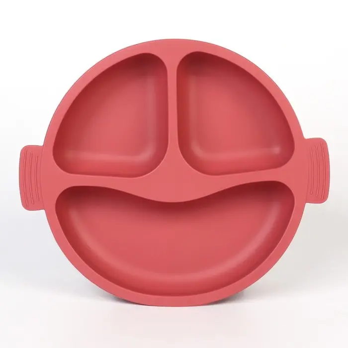 Тарелка детская 3 секции, M&B, 22,5х19,5х3, силикон, вишневый