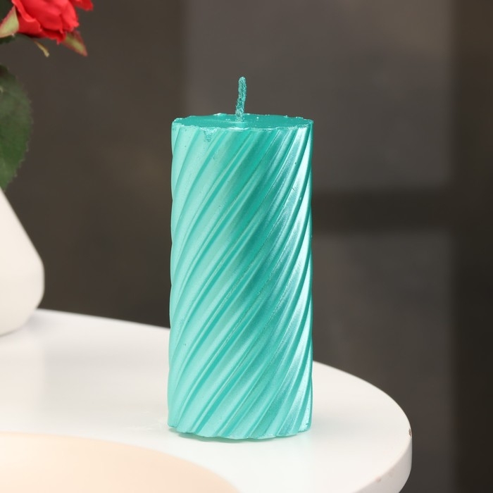 Свеча-цилиндр Свеча-цилиндр "Спираль", 5х10 см, тиффани, металлик, 6 ч