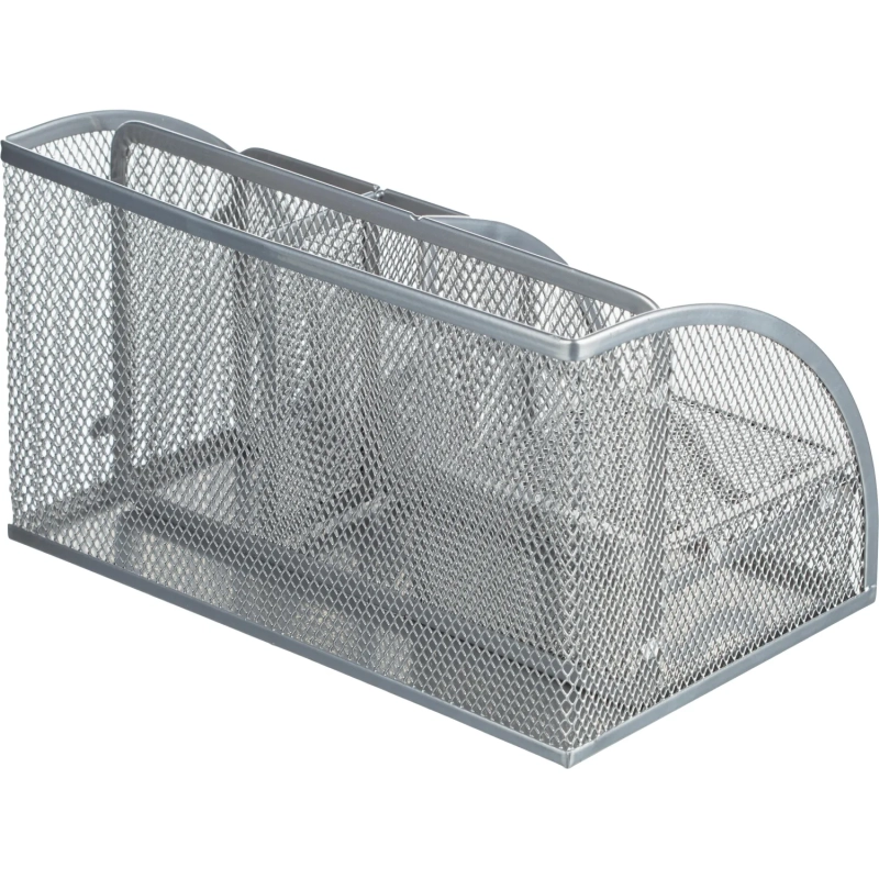 Подставка-органайзер 7отд 125x220x140мм с выдв.ячейкой металл сетка серебр