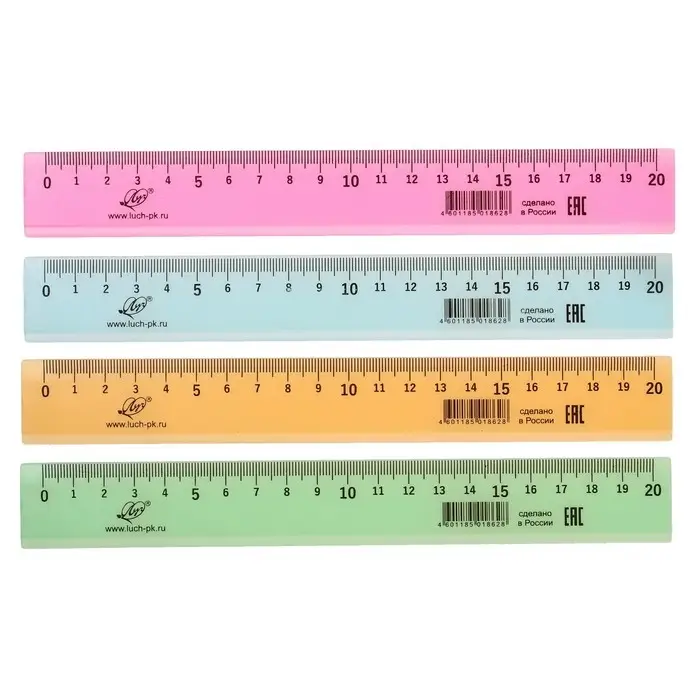 Линейка 20 см Линейка 20 см "Луна", непрозрачная, пастельная, МИКС