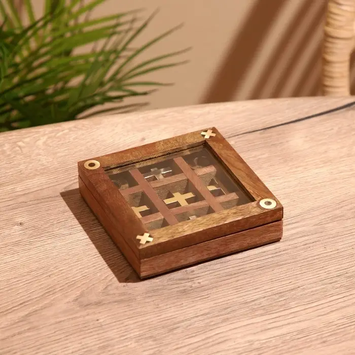 Игра настольная &laquo;Крестики-нолики&raquo;, 13&times;13 см, манговое дерево, латунь