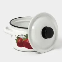 Кастрюля эмалированная, 2 л, d=17 см, с крышкой, белая