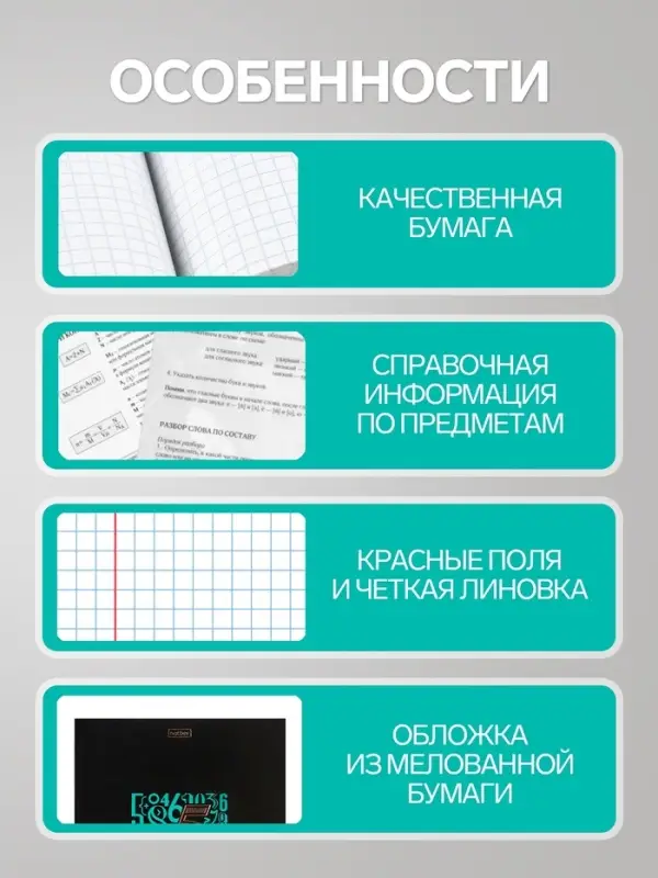 Предметная тетрадь по алгебре Hatber &laquo;Салют предметов&raquo;, 48 листов, в клетку, со справочным материалом, обложка из мелованного картона
