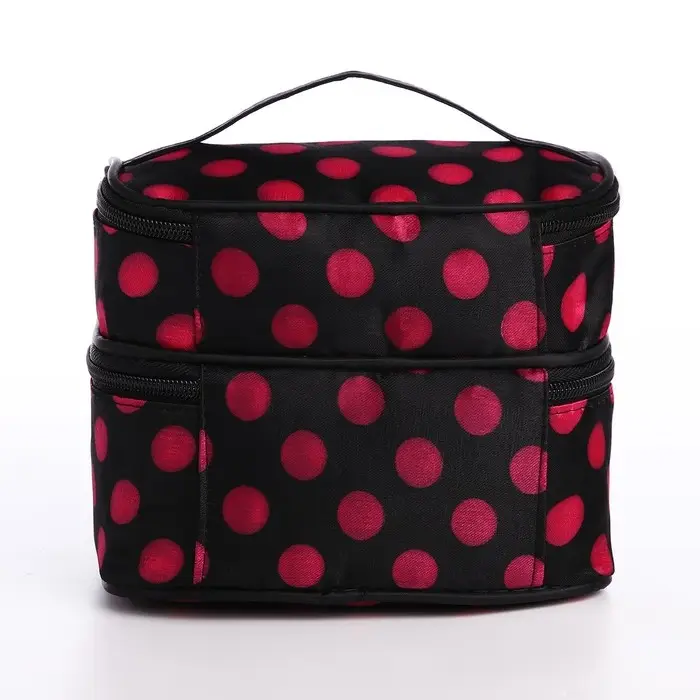 Косметичка дорожная на молнии с ручкой, с 2 отделами, с рисунком, чёрная