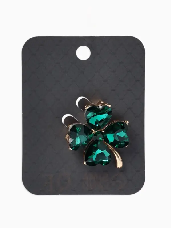 Брошь &laquo;Клевер&raquo;, цвет изумрудный в золоте