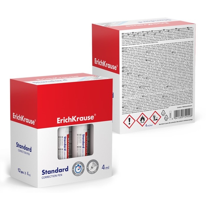 Ручка-корректор 4 мл, ErichKrause Standard, с металлическим наконечником Ручка-корректор 4 мл, ErichKrause Standard, с металлическим наконечником