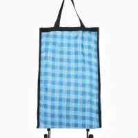 Сумка хозяйственная складная на липучке, 2 колеса, наружный карман, 32&times;13&times;52 см, голубая