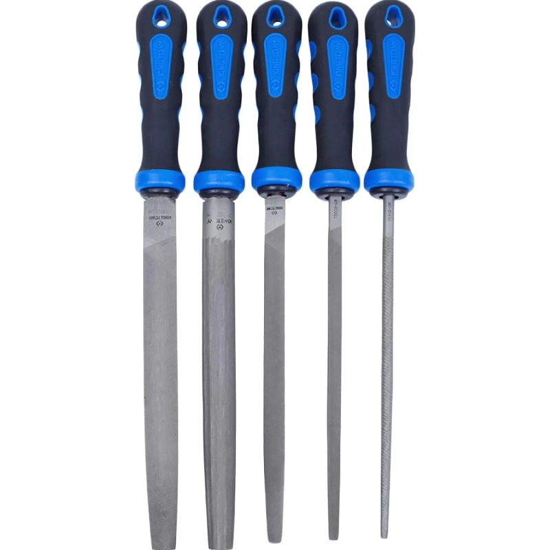 Набор напильников 200 мм, двухкомп. рукоятки,5 предм KING TONY NO1005GQ