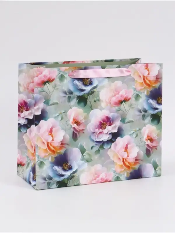 Пакет подарочный &laquo;Цветы&raquo;, 27&times;23&times;11.5 см