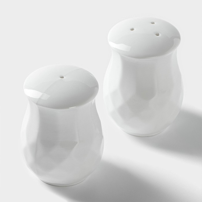 Набор для специй керамический «Эстет. Герда», 2 предмета: солонка, перечница, цвет белый Набор для специй керамический «Эстет. Герда», 2 предмета: солонка, перечница, цвет белый