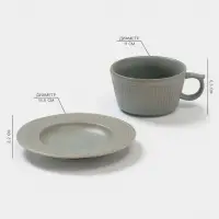 Чайная пара Ancient Greece, чашка 280 мл, блюдце d=15.5 см, керамика, зелёная