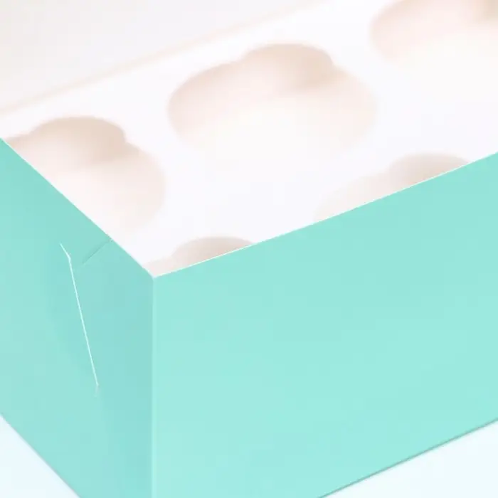 Упаковка на 6 капкейков с окном, зелёная, 25×17×10 см Упаковка на 6 капкейков с окном, зелёная, 25×17×10 см