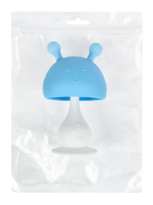 Прорезыватель силиконовый с погремушкой Крошка Я «Грибочек», голубой