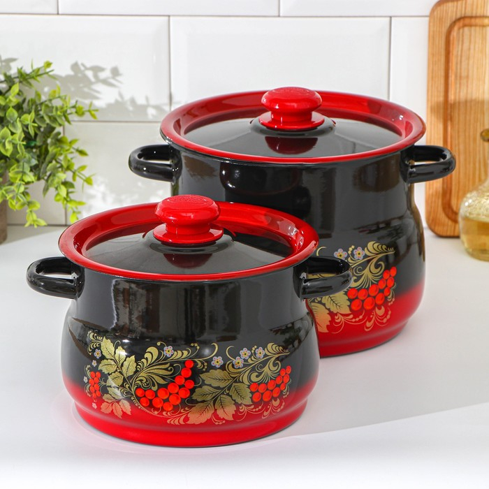 Набор кастрюль «Рябинка», 2 предмета: 4 л, 5,5 л, индукция Набор кастрюль «Рябинка», 2 предмета: 4 л, 5,5 л, индукция