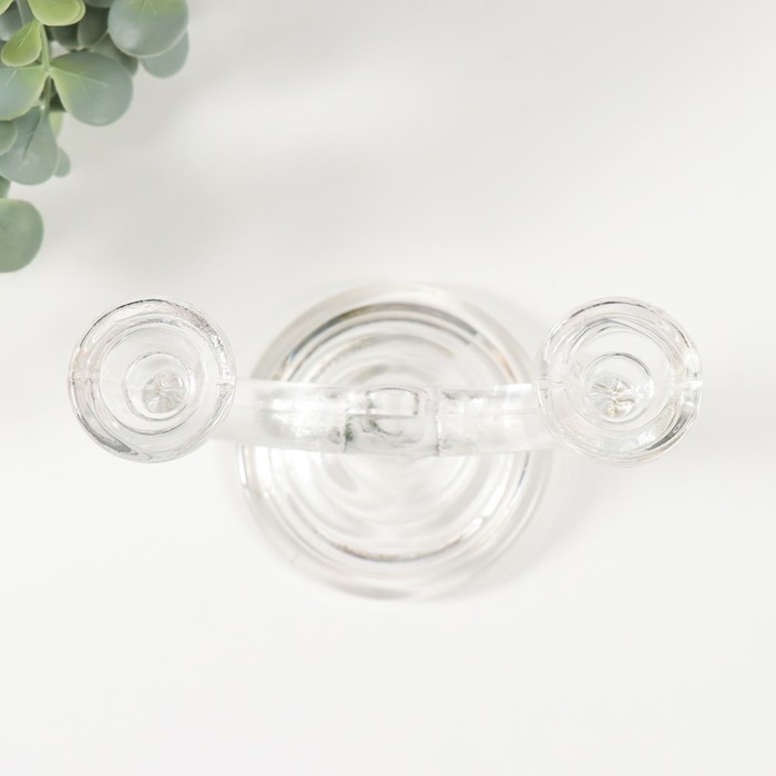 Подсвечник стекло на 2 свечи Подсвечник стекло на 2 свечи "Фраппе" прозрачный 9х14х12 см