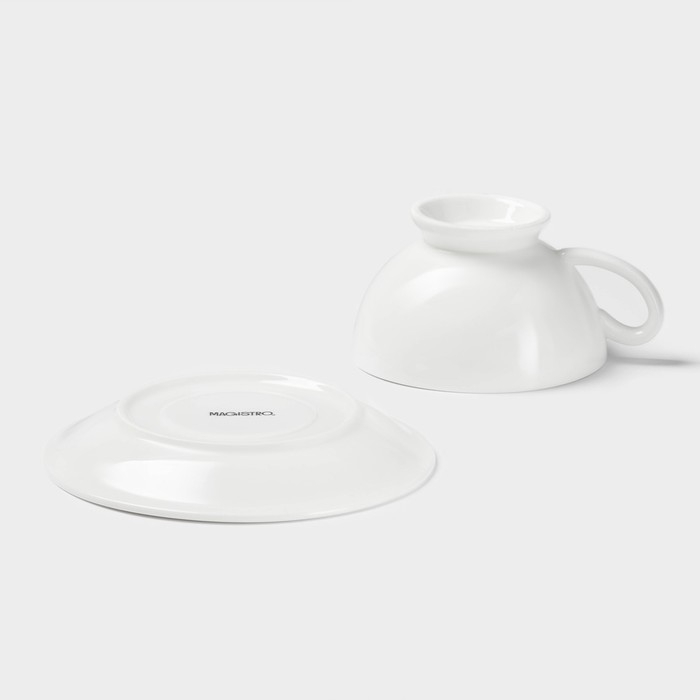 Чайная пара фарфоровая Magistro «Бланш», 2 предмета: чашка 250 мл, блюдце d=15,5 см, цвет белый Чайная пара фарфоровая Magistro «Бланш», 2 предмета: чашка 250 мл, блюдце d=15,5 см, цвет белый