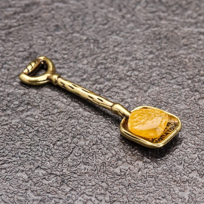 Сувенир кошельковый Сувенир кошельковый "Лопата", латунь, янтарь