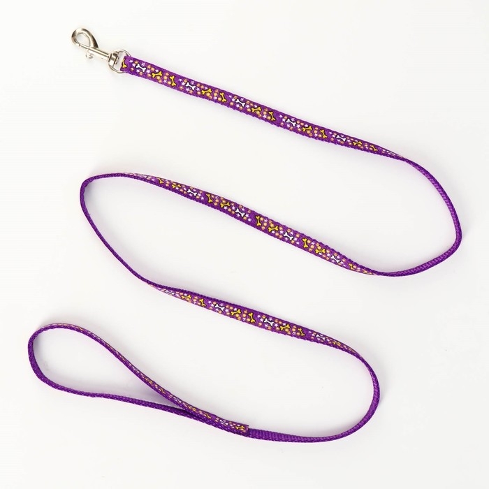 Комплект  Комплект "Звёздные косточки", ширина 1 см, поводок 120 см, шлейка 23-35 см, фиолетовый
