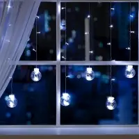 Гирлянда &laquo;Бахрома&raquo; 2.4&times;0.7 м с насадками &laquo;Шарики&raquo;, IP20, прозрачная нить, 108 LED, свечение белое, 8 режимов, 220 В