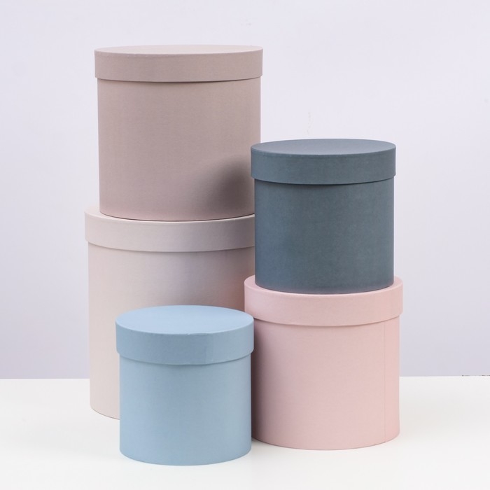 Набор круглых коробок 5 в 1 "Морской" 20 х 20 х 20 - 15 х 15 х 15 см