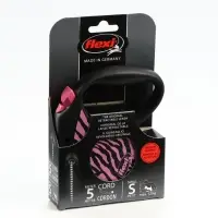 Рулетка Flexi Safari S, 5 м, трос, до 12 кг, pink Zebra
