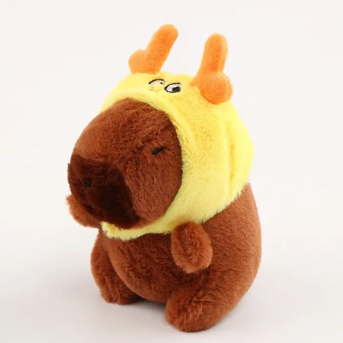 Мягкая игрушка &laquo;Капибара&raquo; в шапочке оленя, 13 см