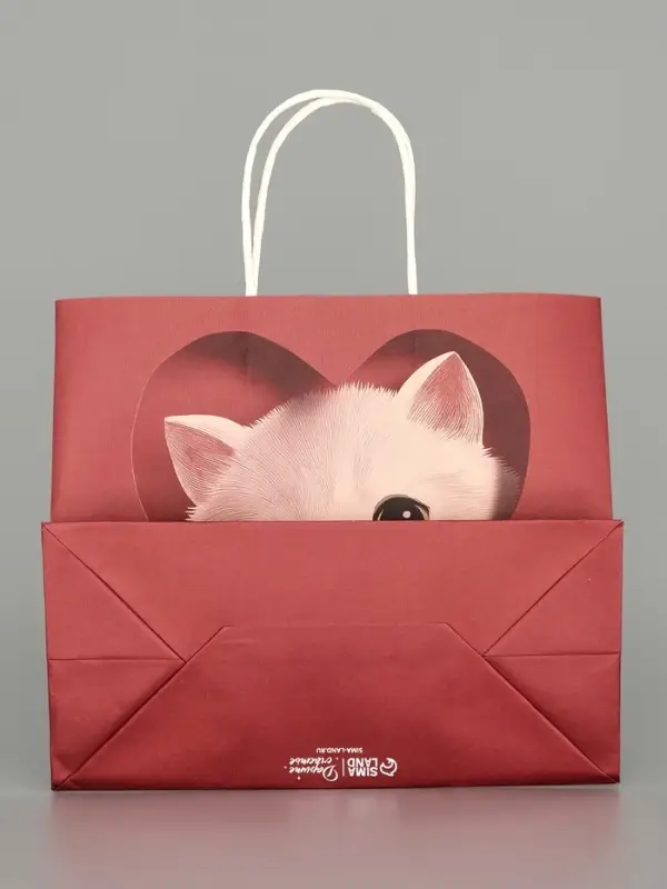 Пакет подарочный крафтовый &laquo;Котик&raquo;, 25&times;22&times;12 см