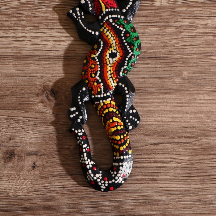 Панно настенное  Панно настенное "Геккон цветной" дерево 20х6х1 см