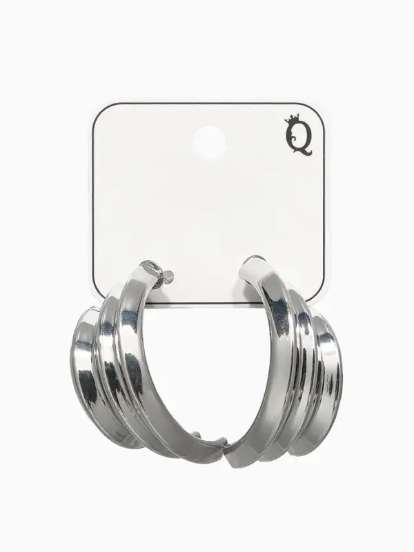 Серьги металл &laquo;Трио&raquo;, на увеличение, цвет серебро